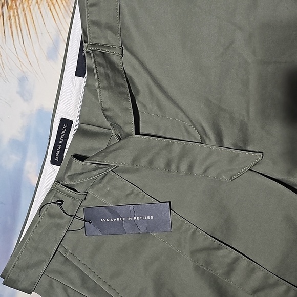 Banana Republic Avery Green Waist Tie Cuffed‎ Pants Size 8 NWT - Picture 3 of 8